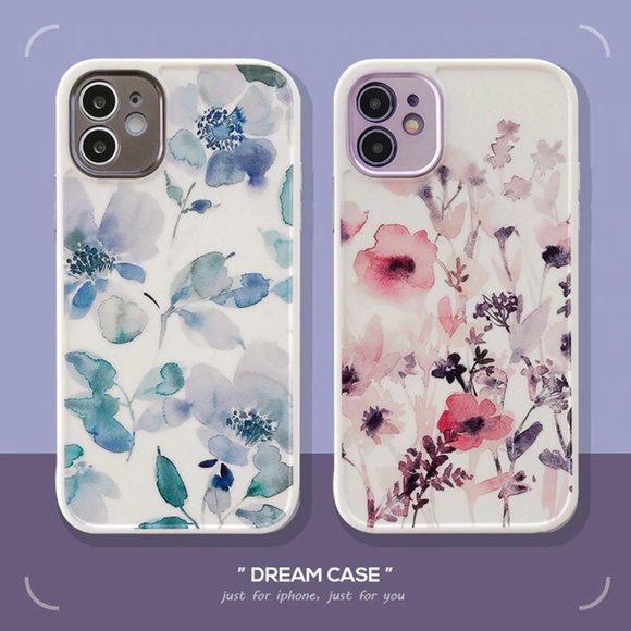 NEW iPhone 12/11/Pro/Max Watercolor Flowers case - Picture 1 of 11